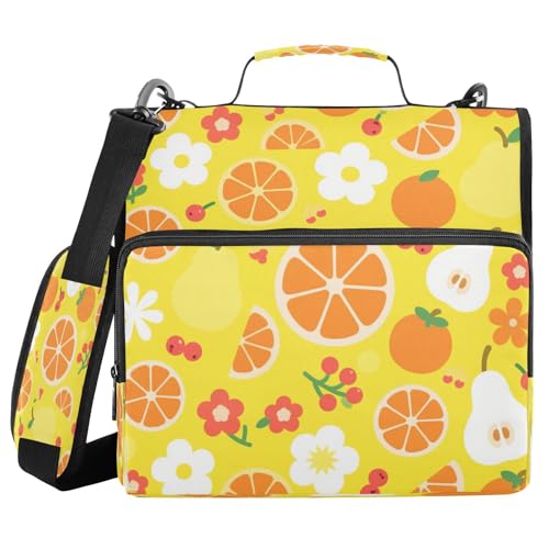 Dokumentenmappe mit 3 Ringen, 3,8 cm, mit Schultergurt, Beere, Orange, Birne, Blume, Textur, Gelb, mehrere Taschen, geeignet für Mittelschule, Cartera Portátil Dokumentenmappe mit 3 Ringen, 3,8 cm, mit Schultergurt, Beere, Orange, Birne, Blume, Textur, Gelb, mehrere Taschen, geeignet für Mittelschule, Cartera Portátil von miaozhen