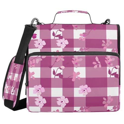 Dokumentenmappe mit 3 Ringen, 3,8 cm, mit Schultergurt, William Morris, florales Gingham-Muster, Magenta, mehrere Taschen, geeignet für Mittelschule, Cartera con Cremallera Dokumentenmappe mit 3 Ringen, 3,8 cm, mit Schultergurt, William Morris, florales Gingham-Muster, Magenta, mehrere Taschen, geeignet für Mittelschule, Cartera con Cremallera von miaozhen