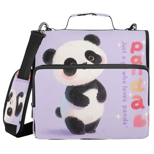 Dokumentenmappe mit 3 Ringen, mit Griff und abnehmbarem Schultergurt, Just A Girl Who Loves Panda, mehrere Taschen für Mittelschule, Clip de Cremallera escolar Dokumentenmappe mit 3 Ringen, mit Griff und abnehmbarem Schultergurt, Just A Girl Who Loves Panda, mehrere Taschen für Mittelschule, Clip de Cremallera escolar von miaozhen