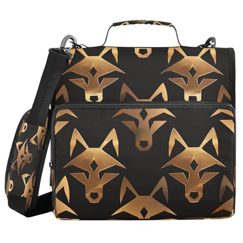 Dokumentenmappe mit 3 Ringen und Schultergurt, amerikanischer Anime, Wolf, Bronze, Schwarz, einfach zu tragen, für Mittelschüler, Bolsa de almacenamiento de archivos Dokumentenmappe mit 3 Ringen und Schultergurt, amerikanischer Anime, Wolf, Bronze, Schwarz, einfach zu tragen, für Mittelschüler, Bolsa de almacenamiento de archivos von miaozhen