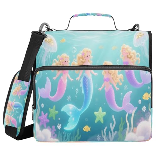 Dokumentenmappe mit 3 Ringen und Schultergurt und Griff, Unterwasser-Meerjungfrau, Quallen, Rosa, Lila, Ozeanblau, Grün, mehrere Taschen für Schule/Büro, Carpeta con bolsillo Extra Dokumentenmappe mit 3 Ringen und Schultergurt und Griff, Unterwasser-Meerjungfrau, Quallen, Rosa, Lila, Ozeanblau, Grün, mehrere Taschen für Schule/Büro, Carpeta con bolsillo Extra von miaozhen