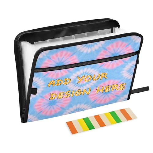 Dokumentenmappe mit Taschen, 13 Fächer, A4, Briefgröße, personalisierbar, erweiterbare Dokumententasche mit Reißverschluss, für Klassenzimmer, Zuhause, Büro, Reisen, blau-rosa, Batik-Organizer Dokumentenmappe mit Taschen, 13 Fächer, A4, Briefgröße, personalisierbar, erweiterbare Dokumententasche mit Reißverschluss, für Klassenzimmer, Zuhause, Büro, Reisen, blau-rosa, Batik-Organizer von miaozhen