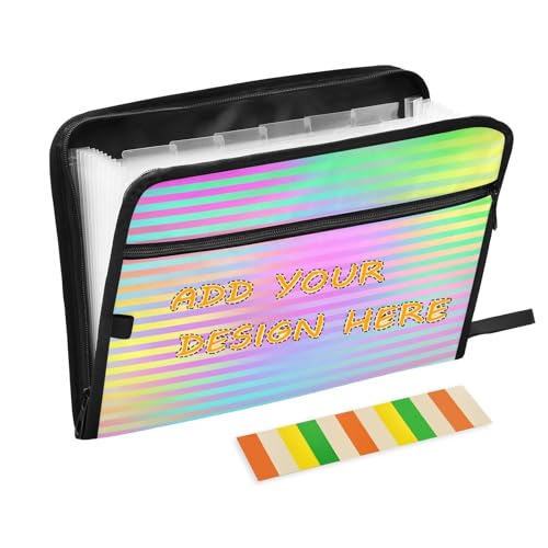 Dokumentenmappe mit Verschluss, 13 Taschen, A4, Briefgröße, individuelle Dokumententasche mit Reißverschluss, für Bürobedarf, buntes Laserdesign, Streifen, carpeta de von miaozhen