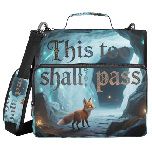 Dokumententasche mit 3 Ringen und Griff, Motiv: Too Shall Pass, Tierfuchs, bunt, mehrere Fächer, geeignet für Mittelschule, Carpeta del organizador Dokumententasche mit 3 Ringen und Griff, Motiv: Too Shall Pass, Tierfuchs, bunt, mehrere Fächer, geeignet für Mittelschule, Carpeta del organizador von miaozhen