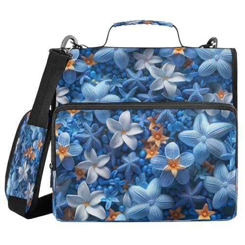 Dokumententasche mit 3 Ringen und Schultergurt und Griff, Sterne, Blume, Saphirblau, modernes Dekor, mehrere Taschen, geeignet für Mittelschule, Organisadores de Carteras Dokumententasche mit 3 Ringen und Schultergurt und Griff, Sterne, Blume, Saphirblau, modernes Dekor, mehrere Taschen, geeignet für Mittelschule, Organisadores de Carteras von miaozhen