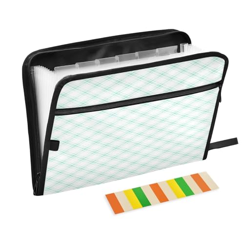 Erweiterbarer Aktenordner, 13 Taschen, A4, Briefgröße mit Reißverschluss, für Büro, Schule, grünes Karomuster, Para Guardar Documentos Erweiterbarer Aktenordner, 13 Taschen, A4, Briefgröße mit Reißverschluss, für Büro, Schule, grünes Karomuster, Para Guardar Documentos von miaozhen