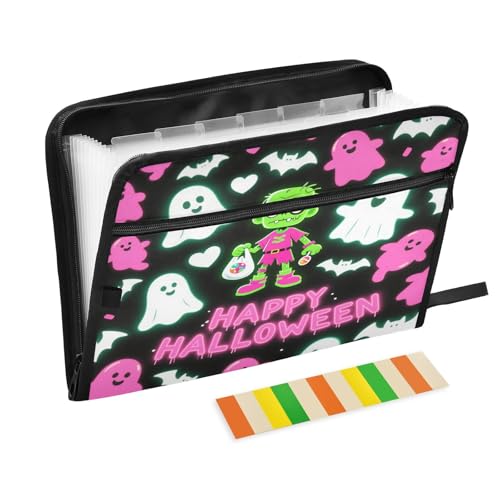 Erweiterbarer Aktenordner, 13 Taschen, A4, Briefgröße mit Reißverschluss, für Papiere, Happy Halloween, Zombie, Pink / Schwarz Erweiterbarer Aktenordner, 13 Taschen, A4, Briefgröße mit Reißverschluss, für Papiere, Happy Halloween, Zombie, Pink / Schwarz von miaozhen