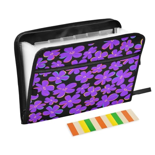 Erweiterbarer Aktenordner, Organizer, 13 Fächer, A4, Briefgröße mit Reißverschluss, für Klassenzimmer, Zuhause, Büro, Reisen, violette Blumen, Schwarz, Bleistiftkunst-Organizer Erweiterbarer Aktenordner, Organizer, 13 Fächer, A4, Briefgröße mit Reißverschluss, für Klassenzimmer, Zuhause, Büro, Reisen, violette Blumen, Schwarz, Bleistiftkunst-Organizer von miaozhen