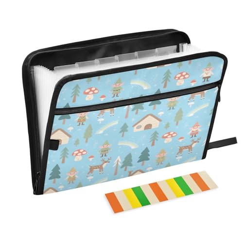 Erweiterbarer Ordner, 13 Taschen, A4, Briefgröße, mit Reißverschluss, für Dokumentenaufbewahrung, Winterhütte, Rentier, Blau Erweiterbarer Ordner, 13 Taschen, A4, Briefgröße, mit Reißverschluss, für Dokumentenaufbewahrung, Winterhütte, Rentier, Blau von miaozhen