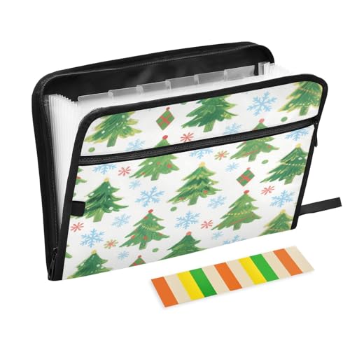 Erweiterbarer Ordner, 13 Taschen, A4, Briefgröße, mit Reißverschluss, für Papiere, Frohe Weihnachten, grüner Weihnachtsbaum, carpeta de Erweiterbarer Ordner, 13 Taschen, A4, Briefgröße, mit Reißverschluss, für Papiere, Frohe Weihnachten, grüner Weihnachtsbaum, carpeta de von miaozhen