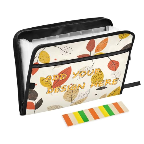 Fächermappe, 13 Fächer, A4, Briefform, mit Reißverschluss, für Bürobedarf, Retro-Blätter, Beige, Cartoon-Organizer Fächermappe, 13 Fächer, A4, Briefform, mit Reißverschluss, für Bürobedarf, Retro-Blätter, Beige, Cartoon-Organizer von miaozhen