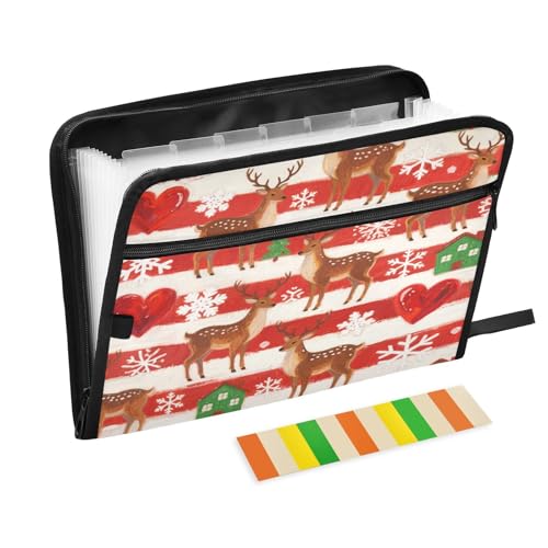 Fächermappe, 13 Fächer, A4, Briefgröße, mit Reißverschluss, für Business, Frohe Weihnachten, Braun, Elch, Carpeta de Fächermappe, 13 Fächer, A4, Briefgröße, mit Reißverschluss, für Business, Frohe Weihnachten, Braun, Elch, Carpeta de von miaozhen