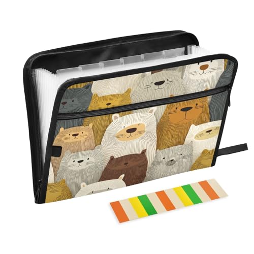 Fächermappe, 13 Fächer, A4, Briefgröße mit Reißverschluss, für Bürobedarf, Cartoon-Hunde, Gesichtslinien, niedliches Para-Guardar Fächermappe, 13 Fächer, A4, Briefgröße mit Reißverschluss, für Bürobedarf, Cartoon-Hunde, Gesichtslinien, niedliches Para-Guardar von miaozhen