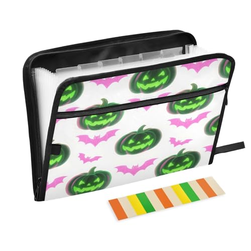 Fächermappe, 13 Taschen, A4, Briefgröße, mit Reißverschluss, für Bürobedarf, leuchtender Kürbis, Rosa, Grün, Teppiche Fächermappe, 13 Taschen, A4, Briefgröße, mit Reißverschluss, für Bürobedarf, leuchtender Kürbis, Rosa, Grün, Teppiche von miaozhen