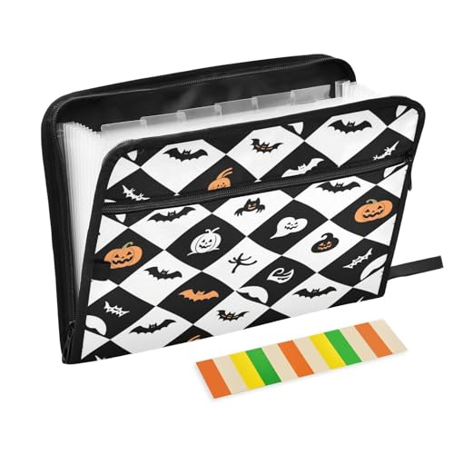 Fächermappe, 13 Taschen, A4, Briefgröße mit Reißverschluss, für Papiere, Halloween, weißes Skelett, Teppiche Fächermappe, 13 Taschen, A4, Briefgröße mit Reißverschluss, für Papiere, Halloween, weißes Skelett, Teppiche von miaozhen