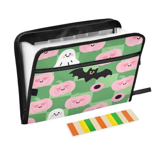 Fächermappe, Akkordeon, 13 Fächer, A4, Briefgröße mit Reißverschluss, für Bürobedarf, niedlicher rosa Halloween-Kürbis-Para-Guardar-Dokumente Fächermappe, Akkordeon, 13 Fächer, A4, Briefgröße mit Reißverschluss, für Bürobedarf, niedlicher rosa Halloween-Kürbis-Para-Guardar-Dokumente von miaozhen