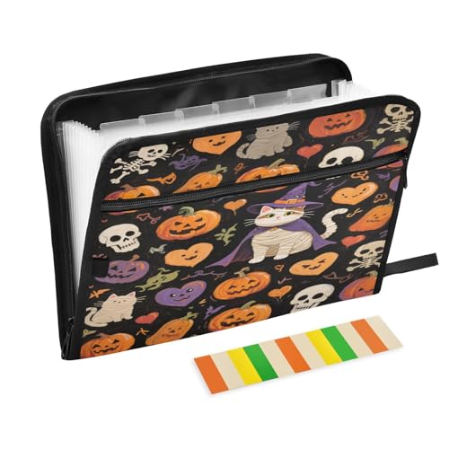 Fächermappe, Akkordeon, 13 Fächer, A4, Briefgröße mit Reißverschluss, für Papiere, Halloween, gelber Kürbis, Katze, Para Guardar Documentos Fächermappe, Akkordeon, 13 Fächer, A4, Briefgröße mit Reißverschluss, für Papiere, Halloween, gelber Kürbis, Katze, Para Guardar Documentos von miaozhen