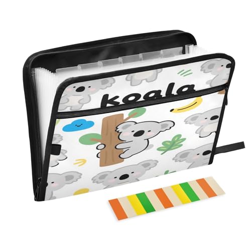 Fächermappe, Akkordeon, 13 Fächer, A4, Briefgröße mit Reißverschluss, für Schule, Zuhause, Büro, Klassenzimmer, niedliches Cartoon, grau, Baby-Koala, Carpeta de Fächermappe, Akkordeon, 13 Fächer, A4, Briefgröße mit Reißverschluss, für Schule, Zuhause, Büro, Klassenzimmer, niedliches Cartoon, grau, Baby-Koala, Carpeta de von miaozhen