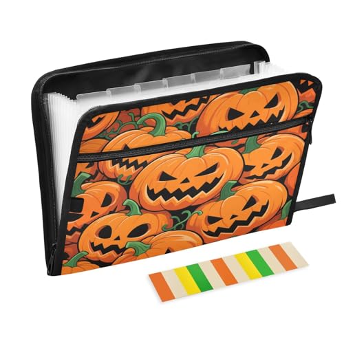 Fächermappe aus Papier, 13 Fächer, A4, Briefformat, mit Reißverschluss, für Bürobedarf, Happy Halloween, Kürbis, Orange, Carpeta de Fächermappe aus Papier, 13 Fächer, A4, Briefformat, mit Reißverschluss, für Bürobedarf, Happy Halloween, Kürbis, Orange, Carpeta de von miaozhen