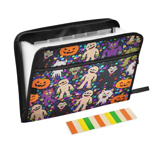 Fächermappe aus Papier, 13 Fächer, A4, Briefgröße mit Reißverschluss, für Bürobedarf, Halloween, Kürbis, Zombie, gruselig, Para Guardar Documentos Fächermappe aus Papier, 13 Fächer, A4, Briefgröße mit Reißverschluss, für Bürobedarf, Halloween, Kürbis, Zombie, gruselig, Para Guardar Documentos von miaozhen