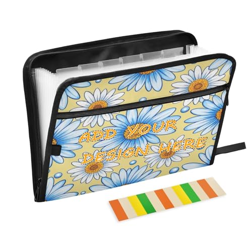 Fächermappe mit 13 Fächern, A4, Briefform, personalisierbar, erweiterbar, mit Reißverschluss, für Bürobedarf, trendiges Gänseblümchen, Blume, Weiß / Blau Fächermappe mit 13 Fächern, A4, Briefform, personalisierbar, erweiterbar, mit Reißverschluss, für Bürobedarf, trendiges Gänseblümchen, Blume, Weiß / Blau von miaozhen