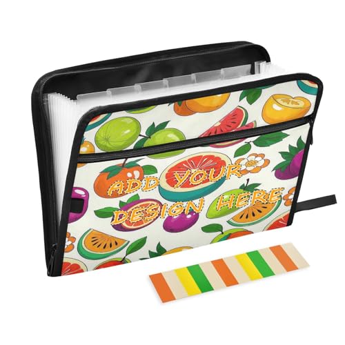 Fächermappe mit 13 Fächern, A4, Briefform, personalisierbar, mit Reißverschluss, für Bürobedarf, Obstmelonenmuster, bunte Teppiche von miaozhen
