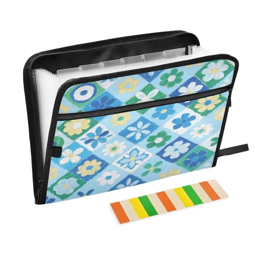 Fächermappe mit 13 Fächern, A4, Briefgröße mit Reißverschluss, für Klassenzimmer, Zuhause, Büro, Reisen, japanische blaue Kirschblüten, Blumen Fächermappe mit 13 Fächern, A4, Briefgröße mit Reißverschluss, für Klassenzimmer, Zuhause, Büro, Reisen, japanische blaue Kirschblüten, Blumen von miaozhen