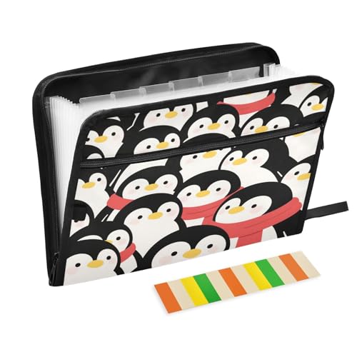 Fächermappe mit 13 Fächern, A4, Briefgröße mit Reißverschluss, für Klassenzimmer, Zuhause, Büro, Reisen, niedlicher Cartoon-Pinguin, Winter, Carpeta de Fächermappe mit 13 Fächern, A4, Briefgröße mit Reißverschluss, für Klassenzimmer, Zuhause, Büro, Reisen, niedlicher Cartoon-Pinguin, Winter, Carpeta de von miaozhen