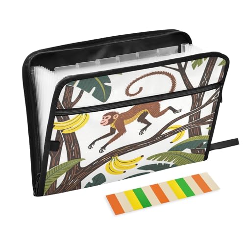 Fächermappe mit 13 Fächern, A4, Briefgröße mit Reißverschluss, für Schule, Zuhause, Büro, Klassenzimmer, Holz, Affe, Banane, Para, Guardar, Dokumente Fächermappe mit 13 Fächern, A4, Briefgröße mit Reißverschluss, für Schule, Zuhause, Büro, Klassenzimmer, Holz, Affe, Banane, Para, Guardar, Dokumente von miaozhen