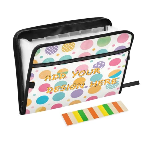 Fächermappe mit 13 Fächern, A4-Format, personalisierbar, mit Reißverschluss, für Bürobedarf, Cartoon, bunte Punkte, Carpeta de Fächermappe mit 13 Fächern, A4-Format, personalisierbar, mit Reißverschluss, für Bürobedarf, Cartoon, bunte Punkte, Carpeta de von miaozhen