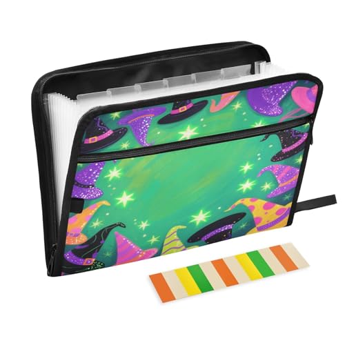 Fächermappe zum Aufhängen, 13 Fächer, A4, Briefgröße mit Reißverschluss, für Papiere, Happy Halloween, Dreamy Witch Hat Organizer Fächermappe zum Aufhängen, 13 Fächer, A4, Briefgröße mit Reißverschluss, für Papiere, Happy Halloween, Dreamy Witch Hat Organizer von miaozhen
