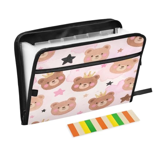 Fächermappe zum Aufhängen, 13 Taschen, A4, Briefgröße, mit Reißverschluss, für Büro, Schule, Cartoon, niedlicher brauner Teddybär, Teppiche Fächermappe zum Aufhängen, 13 Taschen, A4, Briefgröße, mit Reißverschluss, für Büro, Schule, Cartoon, niedlicher brauner Teddybär, Teppiche von miaozhen
