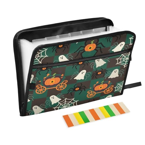 Fächermappen, 13 Fächer, A4, Briefgröße mit Reißverschluss, für Papiere, Halloween, lustiger Spinnenkaro-Organizer Fächermappen, 13 Fächer, A4, Briefgröße mit Reißverschluss, für Papiere, Halloween, lustiger Spinnenkaro-Organizer von miaozhen