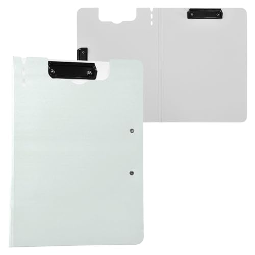 Faltbares Klemmbrett, einfarbig, Minzcreme, reinweiß, einfarbig, A4, Klemmbrett, doppelte Metall-Clips, Stifthalter, Still-Clipboard mit Abdeckung von miaozhen