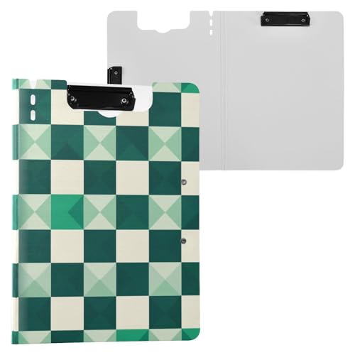 Faltbares Klemmbrett Gingham Jade Creme A4 Clipfolio Doppelclips Stifthalter Still-Clipboard mit festem Einband von miaozhen