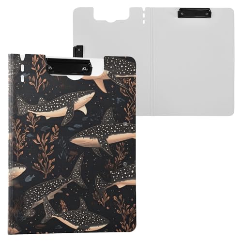 Faltbares Klemmbrett Lustiger Walhai Rose Schwarz A4 Clipfolio Zwei Metallclips Stifthalter Still-Clipboard mit festem Einband von miaozhen