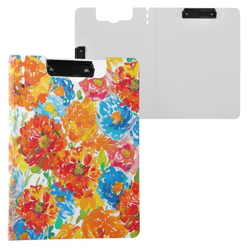 Faltbares Klemmbrett für Künstler, Blumen, Regenbögen, Ringelblume, A4, Klemmbrett, Folio-Ordner, doppelte Metall-Clips, Stifthalter, Still-Clipboard mit Abdeckung von miaozhen