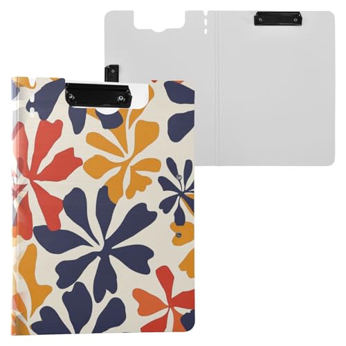 Faltbares Klemmbrett im Ringelblumen-Stil, dunkle Farbe, A4-Klemmbrett, Padfolio, zwei Metall-Clips, Stifthalter, Büro-Klemmbrett mit Abdeckung von miaozhen