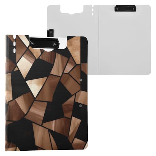 Faltbares Klemmbrett mit Aufbewahrung, Buntglas, Kaffee, Schwarz, modisches A4-Klemmbrett, Folio-Ordner, zwei Metall-Clips, Stifthalter, Still-Clipboard mit Abdeckung von miaozhen
