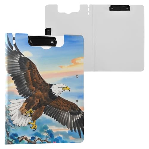 Faltbares Klemmbrett mit Aufbewahrung Tinte Malerei Egal Bird A4 Klemmbrett mit Padfolio Horizontal und Vertikal Doppelclips Büro Klemmbrett mit Abdeckung von miaozhen