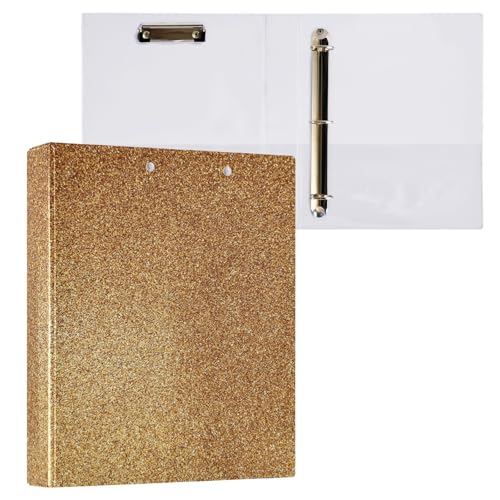 Fashion Gold 3,8 cm Ordner mit drei Ringen Notizbuch mit Klemmbrett, 2 Stück, Bürobedarf, 200 Blatt Fashion Gold 3,8 cm Ordner mit drei Ringen Notizbuch mit Klemmbrett, 2 Stück, Bürobedarf, 200 Blatt von miaozhen