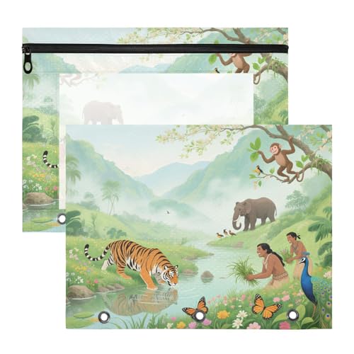 Federmäppchen, 3 Löcher, 3 Locher für 3 Ringe, 2 Stück, Lehrer, College, Safari, Tiere, Tiger, Ordner für Dokumente Federmäppchen, 3 Löcher, 3 Locher für 3 Ringe, 2 Stück, Lehrer, College, Safari, Tiere, Tiger, Ordner für Dokumente von miaozhen