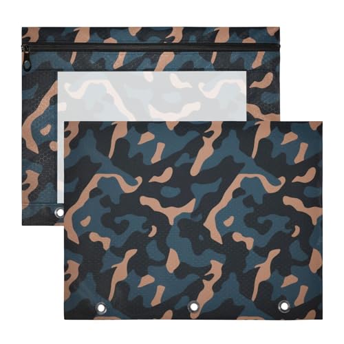 Federmäppchen, 3 Löcher, 3 Ringe, Tasche für A4-Papier, Briefe, 2 Stück, für Studenten, Lehrerbedarf, Camouflage, Blau, Schwarz, Braun, Estuche para lapices Federmäppchen, 3 Löcher, 3 Ringe, Tasche für A4-Papier, Briefe, 2 Stück, für Studenten, Lehrerbedarf, Camouflage, Blau, Schwarz, Braun, Estuche para lapices von miaozhen