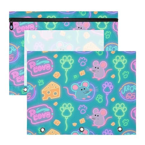 Federmäppchen, 3 Löcher, Taschenordner für 3 Ringe, 2 Stück, Lehrer, Klassenzimmer, Neon-Rattengrün, bunte Mappe für Dokumente Federmäppchen, 3 Löcher, Taschenordner für 3 Ringe, 2 Stück, Lehrer, Klassenzimmer, Neon-Rattengrün, bunte Mappe für Dokumente von miaozhen