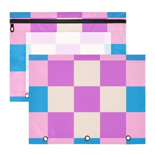 Federmäppchen, 3 Löcher, Taschenordner für 3 Ringe, 2 Stück, Lehrer, Schulanfang, hübsch, bunt, kariert, blau, rosa, cartuchera para lapices Federmäppchen, 3 Löcher, Taschenordner für 3 Ringe, 2 Stück, Lehrer, Schulanfang, hübsch, bunt, kariert, blau, rosa, cartuchera para lapices von miaozhen