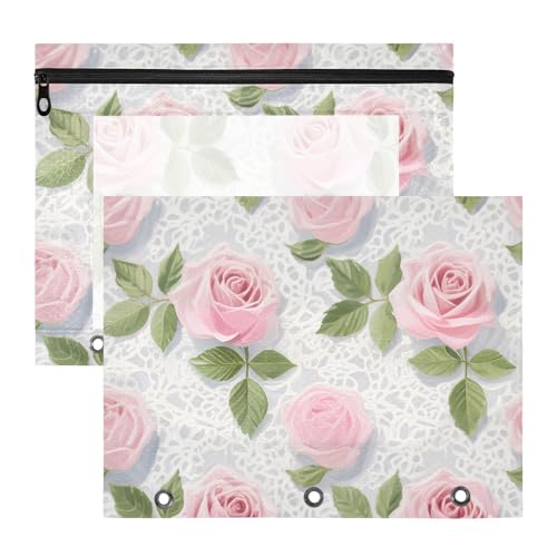 Federmäppchen, Mehrzweck-Kunststoff-Aktenordner für 3 Ringe, 2 Stück, Lehrer, Zuhause, trendig, rosa, Spitze, Rose, Blumen, estuche para lapices Federmäppchen, Mehrzweck-Kunststoff-Aktenordner für 3 Ringe, 2 Stück, Lehrer, Zuhause, trendig, rosa, Spitze, Rose, Blumen, estuche para lapices von miaozhen