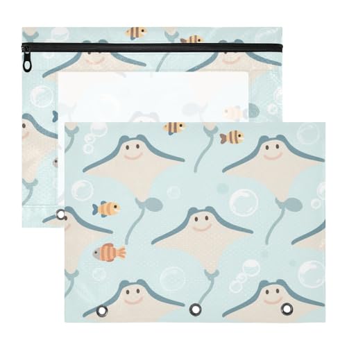 Federmäppchen, Mehrzwecktasche mit 3 Löchern, für 3 Ringe, 2 Stück, Studenten, Kunstbedarf, Aufbewahrung, Manta, Rochen, Fisch, Hellblau, Bolsa para lapices Federmäppchen, Mehrzwecktasche mit 3 Löchern, für 3 Ringe, 2 Stück, Studenten, Kunstbedarf, Aufbewahrung, Manta, Rochen, Fisch, Hellblau, Bolsa para lapices von miaozhen