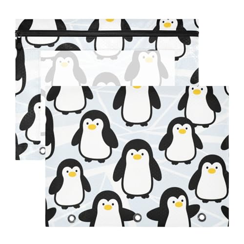 Federmäppchen, stabile 3-Loch-Tasche für 3 Ringe, 2 Stück, Lehrer, Büro, niedlicher Pinguin, schwarz, weiß, blau, Ordner para documentos Federmäppchen, stabile 3-Loch-Tasche für 3 Ringe, 2 Stück, Lehrer, Büro, niedlicher Pinguin, schwarz, weiß, blau, Ordner para documentos von miaozhen