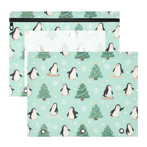 Federmäppchen, tragbar, 3 Löcher, Tasche für 3 Ringe, 2 Stück, Studenten, Klassenzimmer, Winter, Weihnachtsbaum, Pinguin, Estuche Para Lapices Federmäppchen, tragbar, 3 Löcher, Tasche für 3 Ringe, 2 Stück, Studenten, Klassenzimmer, Winter, Weihnachtsbaum, Pinguin, Estuche Para Lapices von miaozhen