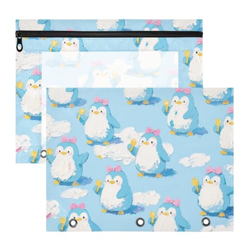 Federmäppchen, tragbar, 3 Löcher, Tasche für A4-Papier, Briefe, 2 Stück, Lehrer, Kunstbedarf, Aufbewahrung, niedliches Cartoon-blaues Pinguin-Mädchen, Bolsa Para Lapices Federmäppchen, tragbar, 3 Löcher, Tasche für A4-Papier, Briefe, 2 Stück, Lehrer, Kunstbedarf, Aufbewahrung, niedliches Cartoon-blaues Pinguin-Mädchen, Bolsa Para Lapices von miaozhen